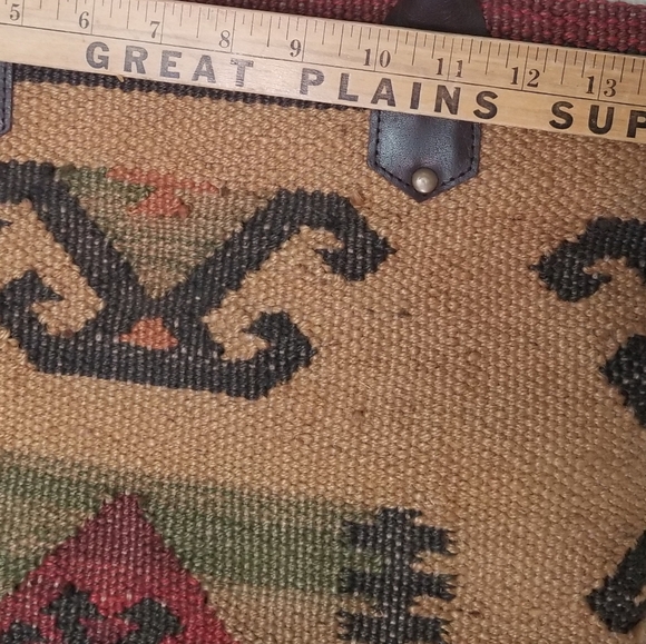 Kilim style jute bag with leather handles no brand - Picture 7 of 11